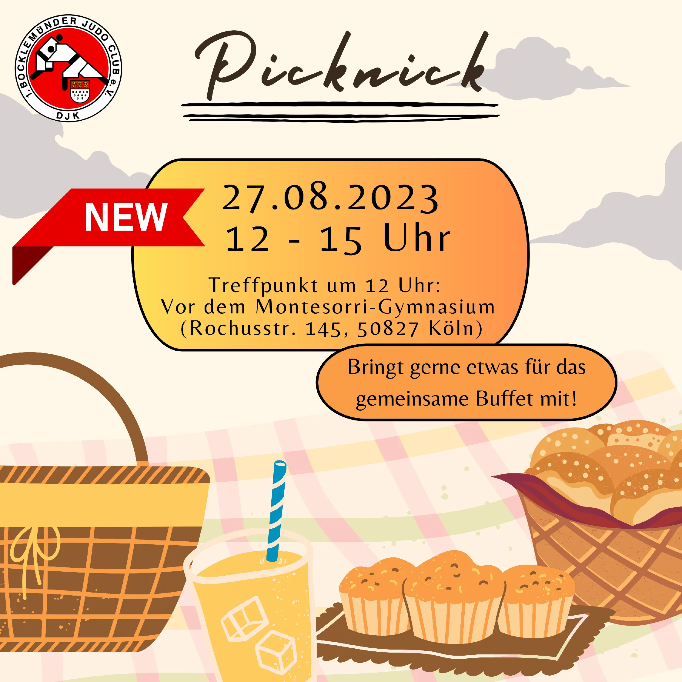 Unser jährliches Picknick fand am 27.08.2023 von 12:00 Uhr bis 15:00 Uhr vor dem Montessori-Gymnasium in der Rochusstraße 145 statt.